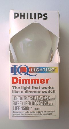 The IQ bulb's packaging.